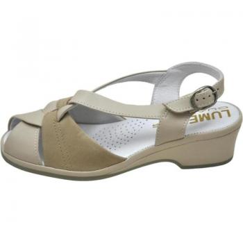 Sandalias de Mujer Lumel 4X-487 Mate, Sandalia Anatómica Ancho Especial, Color Beig