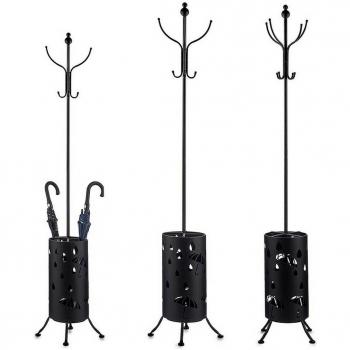 Perchero Paragüero Negro Metal (44 x 185 x 44 cm)
