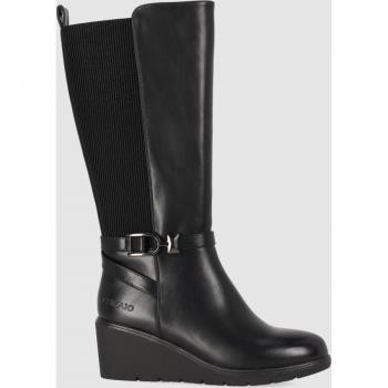 Botas de cuña de mujer con caña alta y cierre de cremallera CHIKA 10 CLAKISA 02 negras