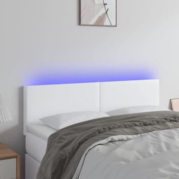 Cabecero LED blanco 144x5x78/88 cm en cuero sintético