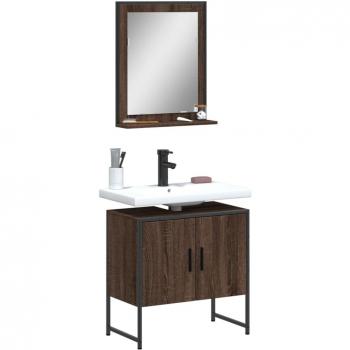 Conjunto de muebles de baño 2 piezas marrón madera roble multicapa