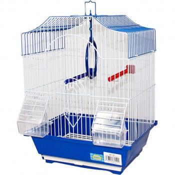 Jaula para pájaros con comederos, palos y columpios 30*23*39cm Azul