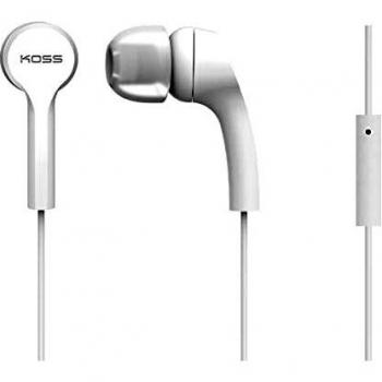 Koss KEB9i Auriculares Intraurales con Micrófono, Conector Jack 3.5mm, Sonido con Graves de Calidad, Cable Ligero, Compatibles con Smartphones, Blanco