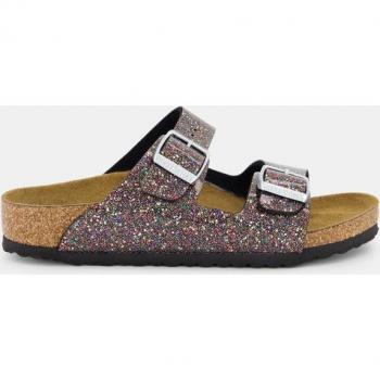 Sandalias Birkenstock Arizona Cosmic Sparkle de niña en cuero sintético, modelo BF, ancho estrecho, color negro, talla 32