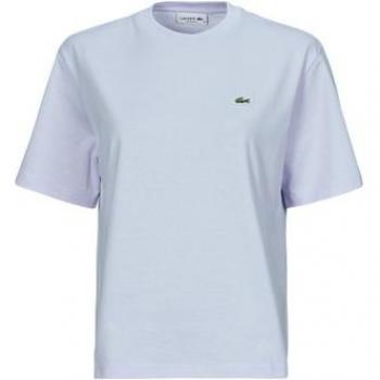 Lacoste Luxury Cotton T-Shirt for Women, White and Blue, Sizes: S