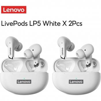 Auriculares Inalámbricos Lenovo LP5 Bluetooth 9D Estéreo Impermeables con Micrófono para iPhone 13 y Xiaomi