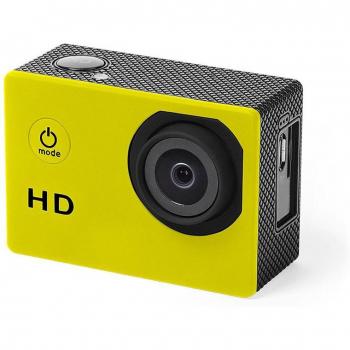 Cámara Deportiva HD 720P Dam Komir con 12 MP, Pantalla de 2 y 14 Accesorios Amarillo