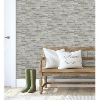 Papel Pintado Vinílico Lavable Textura Relieve Piedra Pizarra Dakota Stone 10 m x 0,53 m - GAULAN