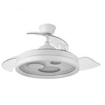 Ventilador de Techo FABRILAMP Turia 72W 6120lm Blanco Desplegable con Control Remoto y Temporizador, Ventilador DC Turia 72W Blanco con 3 Aspas Desplegables