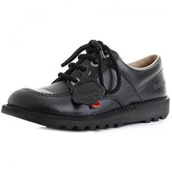 Kickers Junior Unisex Kick Lo Leather Black - Size K2, Extra Comfort for Your Feet, Added Durability School Shoes