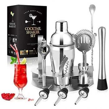 A/N Juego para Cócteles,550ml Martini Shaker con Set de cócteles Accesorios 12 Piezas de Herramientas Profesionales de Acero Inoxidable de Barra