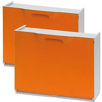 WELLHOME Pack de 2 zapateros en polipropileno color naranja, dimensiones 40,1x51x17,3 cm