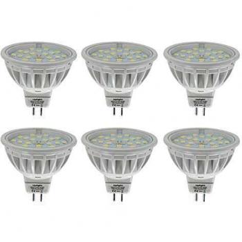 Uplight DC12V 5.5W Regulable Bombilla LED MR16,Equivalente 50-60W,Blanco Frío 6000K,600LM Ra85 120°Ángulo de haz,6 Piezas.