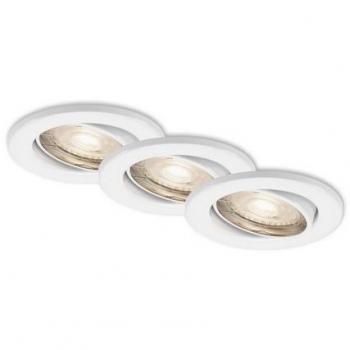Set de 3 focos empotrables LED orientables GU10, 5W, 460 lm, IP23, metálicos, diámetro 8.6 cm, blancos