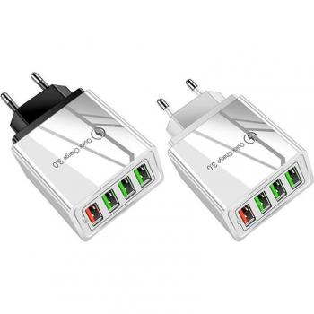 Cargador Rápido USB 4 Puertos Quick Charge 3.0 Adaptador Cubo