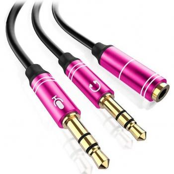 DAM Splitter conversor de minijack (hembra) a doble minijack macho (micrófono y altavoz), utiliza auriculares con micro incorporado y minijack simple en tu PC, medidas 33x0x1