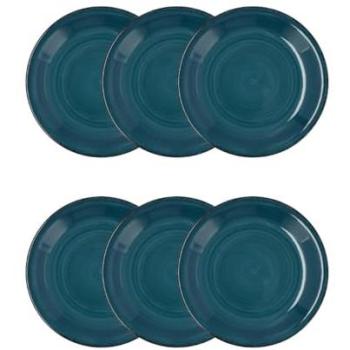 Juego de 6 Platos Postre Vita de Quid – Cerámica y Gres – Apto para Microondas – Colores Naturales y Diseños Coordinados
