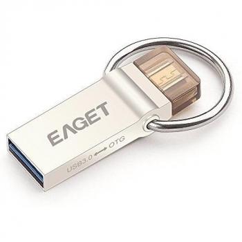 EAGET V90 de doble uso Carcasa de metal de alta velocidad USB 3.0 OTG Flash Drive con Diseño Llavero para Smartphones / tabletas / PC