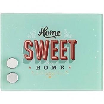 WENKO Cajita cuelgallaves magnética Home Sweet Home pequeña - con 7 ganchos, Vidrio endurecido, 20 x 15 x 5 cm