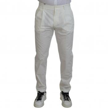Dolce & Gabbana White Cotton Skinny Chino Pants - IT52 | L