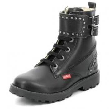 Kickers Groorock Black Leather Girl's Boots