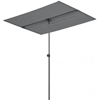 Sombrilla Carsoli Rectangular Inclinable 180x130 cm Impermeable de Aluminio y Poliéster Gris