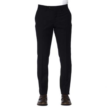 Trussardi Blue Polyester Suit Trousers for Men - Size L, Stylish Pants with Button and Zipper