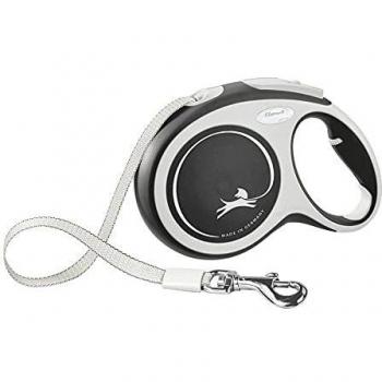 Flexi New Comfort Large Retractable Dog Leash with 8m Tape - Grey/Black, up to 50 kg