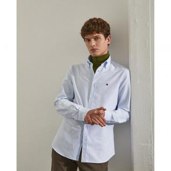 Camisa de hombre slim fit con rayas en azul Lion of Porches