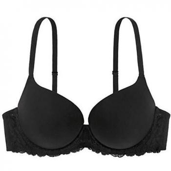 Sujetador Push-up Dorina Claire Negro 85C, Efecto Super Push-up, Copas 3/4, Encaje, Con Aros y Tirantes Ajustables