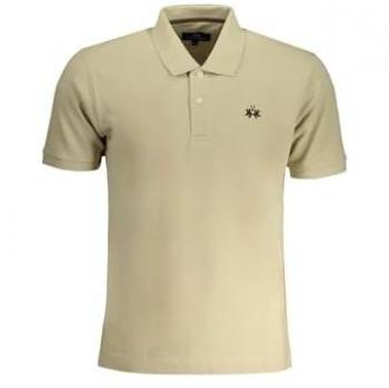 La Martina Men's Short Sleeve Piqué Polo Shirt - Red, Beige, Regular Fit, Size XL