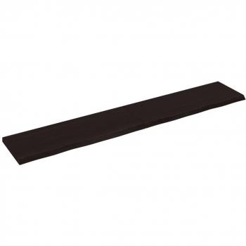 Estante de pared madera roble macizo tratado marrón oscuro 220x40x4 cm