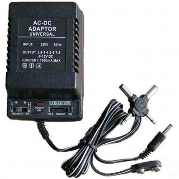 Transformador Alimentador Universal 1000mA de 1.5V a 12V AC/DC con Conectores ITA