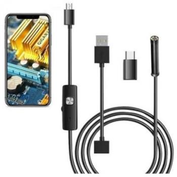Cámara Endoscópica Flexible 10m Tipo-C y Mini USB, Impermeable con 6 LEDs