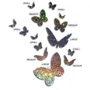 JCM pegatinas de pared en forma de mariposa GlitterFLIES brillante grande, con purpurina plateado