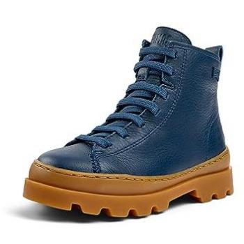 Botines Camper Brutus para niños, de piel azul con cordones y suela dentada, talla 33