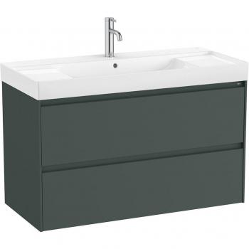Roca - Mueble de baño con 2 cajones y lavabo Ona Color: Verde mate