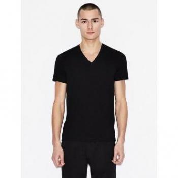 Camiseta negra de manga corta con cuello pico Armani Exchange