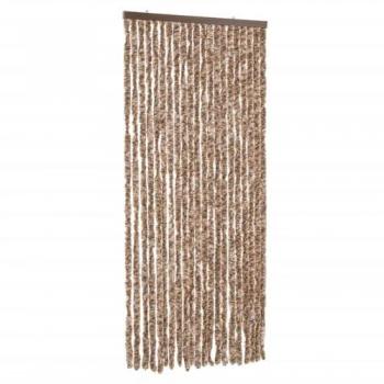 Cortina Antimoscas Chenilla Beige y Marrón Oscuro 90x220 cm