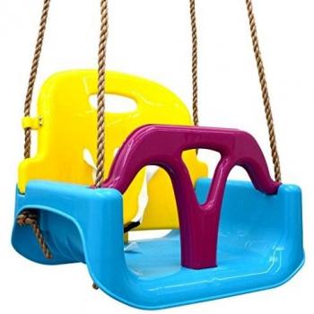 Columpio 3-en-1 LittleTom para bebés y niños de 6 a 72 meses, dimensiones 40x43x33cm, color Azul-Amarillo