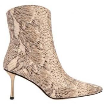 Botines de tacón Neosens S3196 Fantasy Boa Beige para mujer, piel, con cremallera, altura de 8 a 10 cm