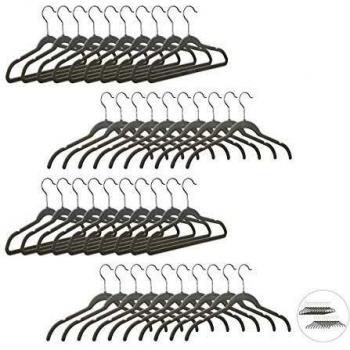 Pack de 50 Perchas Antideslizantes de Terciopelo y Hierro, Color Gris, con Gancho Giratorio a 360°