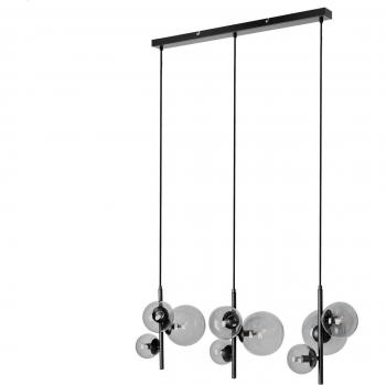 Lámpara colgante moderna Lindby Corvinus de vidrio humo, 9 luces G9, estructura de metal negro, ideal para salón y comedor