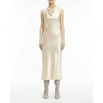 Calvin Klein - Vestido slim de satén con cuello halter