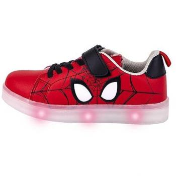 Zapatillas Deportivas con LED Spider-Man Velcro Rojo, características: luces LED en la suela, diseño de Spider-Man, cierre de velcro para fácil ajuste, unisex para niños, color rojo, talla 29 EU