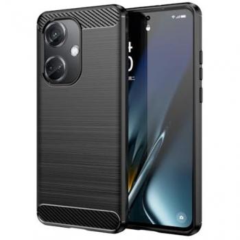 Funda Antigolpes de Silicona Negra para OnePlus CE3 5G con Diseño en Fibra de Carbono y Compatible con Carga Inalámbrica