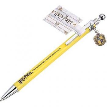 Bolígrafo Harry Potter con emblema de la casa Hufflepuff y tinta azul