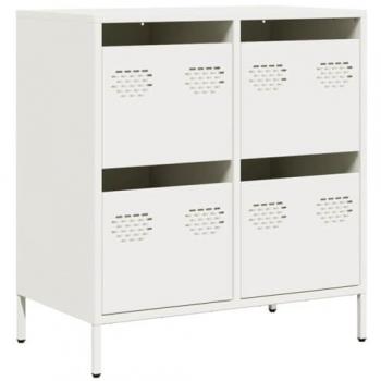 Aparador de acero laminado en frío blanco 68x39x73,5 cm, Armario de almacenaje, Mueble aparador, Mueble de almacenaje de Cocina, bufé