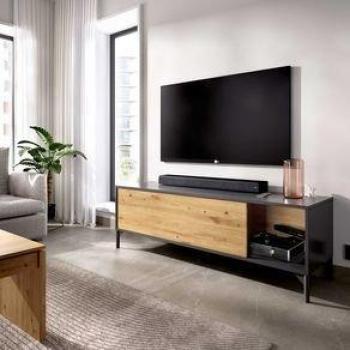 Mueble Bajo De TV Lak 1 Puerta+1 Hueco Grafito/Nordic 44,4X132,6X38,9 Cm