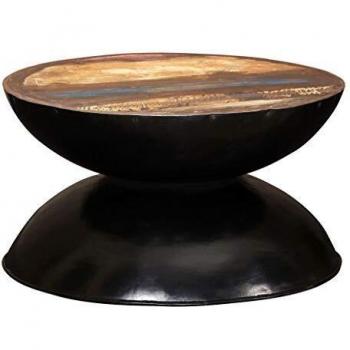 Reclaimed Wood Coffee Table with Black Base 60x60x33 cm